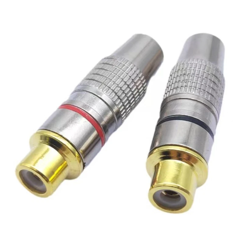 5/20PCS RCA Female Jack Plug Connector Solder Audio Video Adapter RCA Female Balck Red Convertor Gold Plated For Coaxial Cable