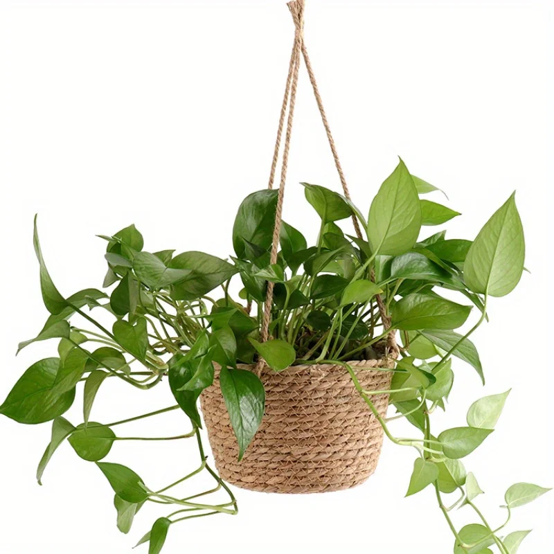 1pcGarden Hanging Planter Macrame Plant Storage Basket Jute Rope Woven Indoor Outdoor Flower Pot Holder Plant Hangers Home Decor