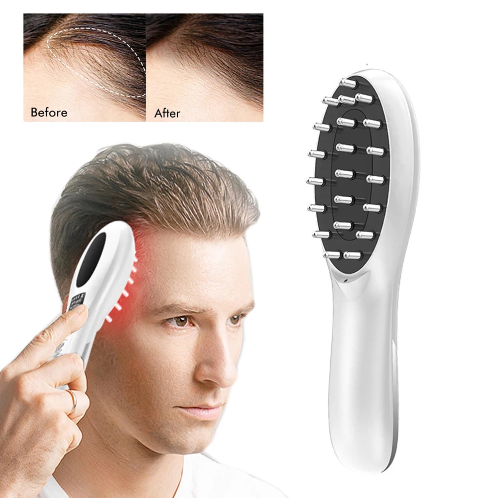 Electric Scalp Applicator Liquid Comb For Hair Growth Red Blue Light Therapy Vibration Hair Roots Massage Comb