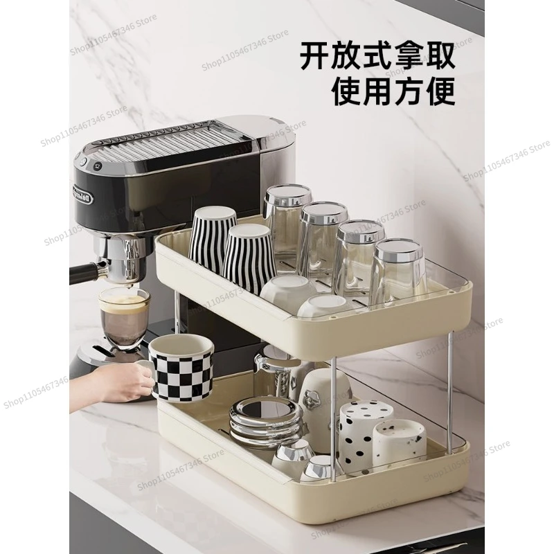 For Cup Storage Shelf Collection Rack Dining Table Tray Household Teacup Rack Double Drain Cup Rack