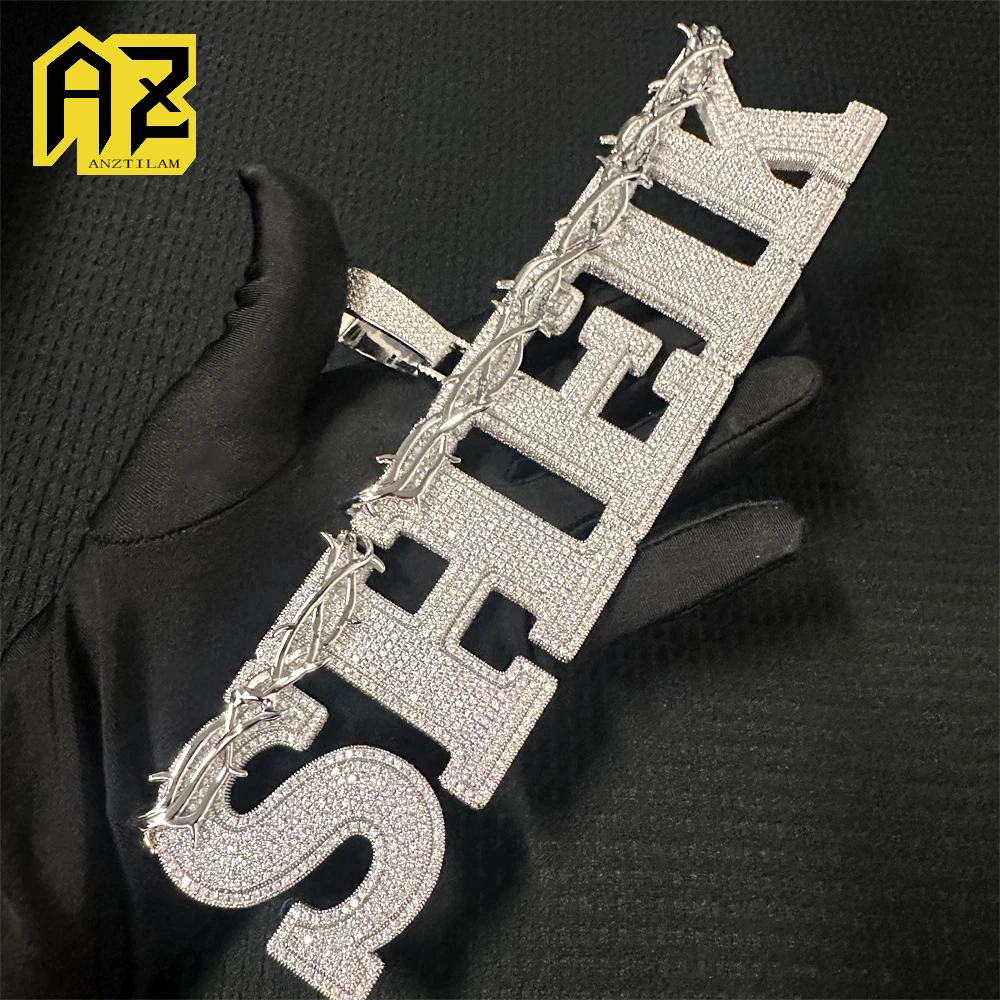 

Bling Thorn Customized Letters Name Iced Out Pendant Necklaces For Men Women Bling Zircon Necklace Hip Hop Jewelry Free shi