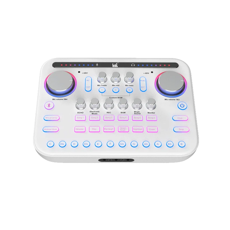 Ickb Sum mobile computer live sound card with digital audio interface reverb sound effects BGM input for Live K song,recording