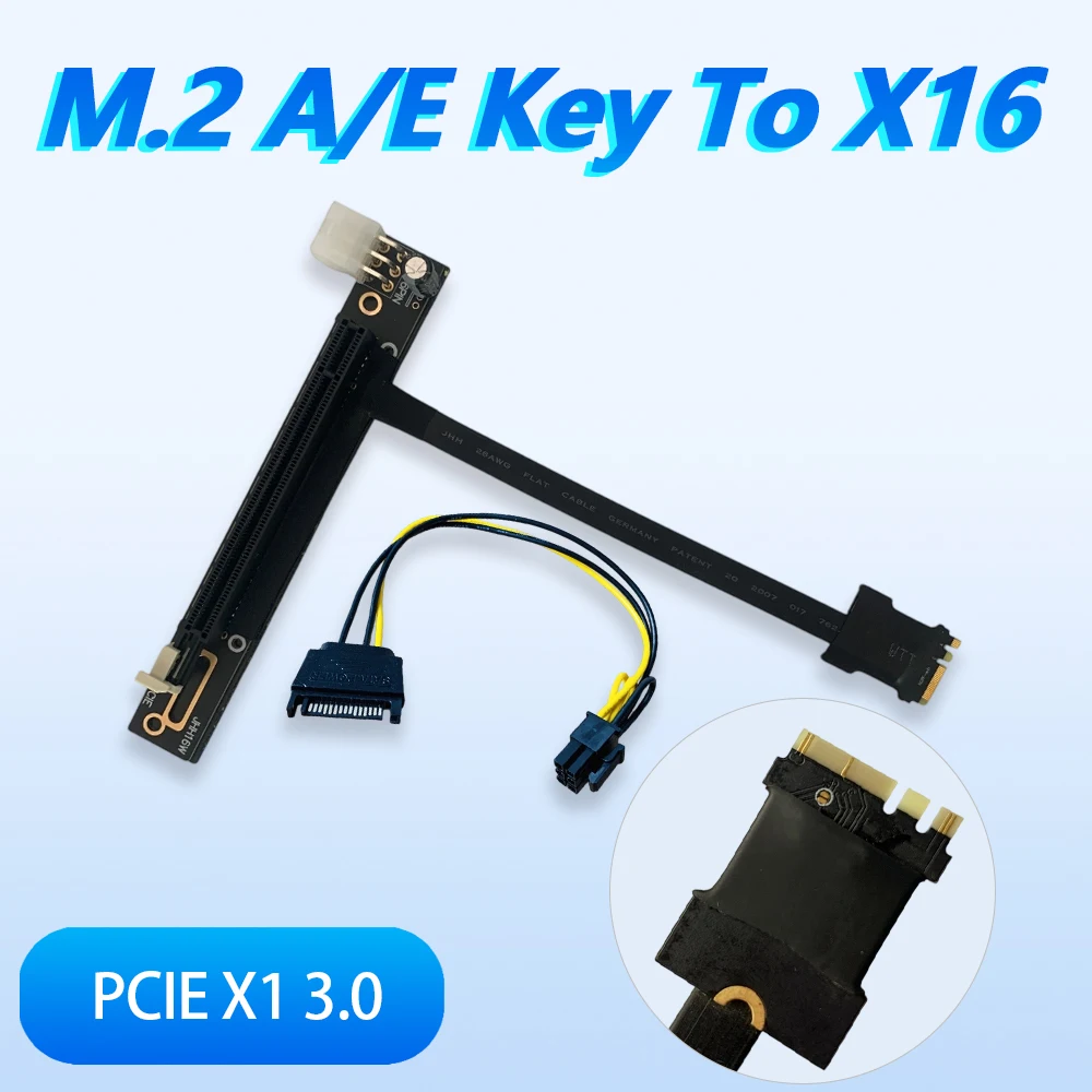 ADT-Link PCIe 3.0 M.2 WiFi A E Key NGFF To X16 Riser Cable for Graphics Card Mining Extension Multi-Cards GPU Video Card Adapter