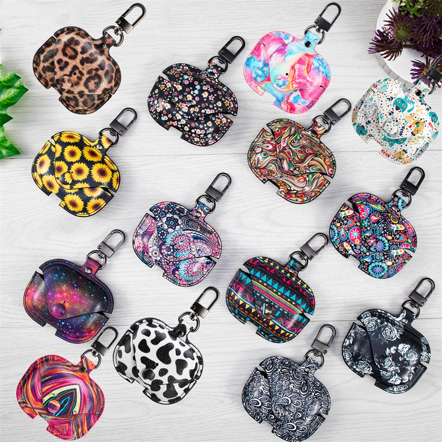 Leather Print Earphone Case with Hook for Airpods Pro Charging Box Cover Wireless Headphone Case For Apple AirPods3 Accessories