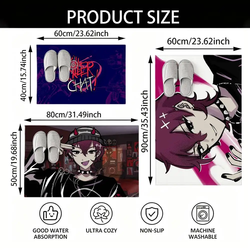 K-Killer Chat Robin Misaki Floor Mat Soft Non Slip for Entry Door Bathroom Indoor Home Decorative Carpet