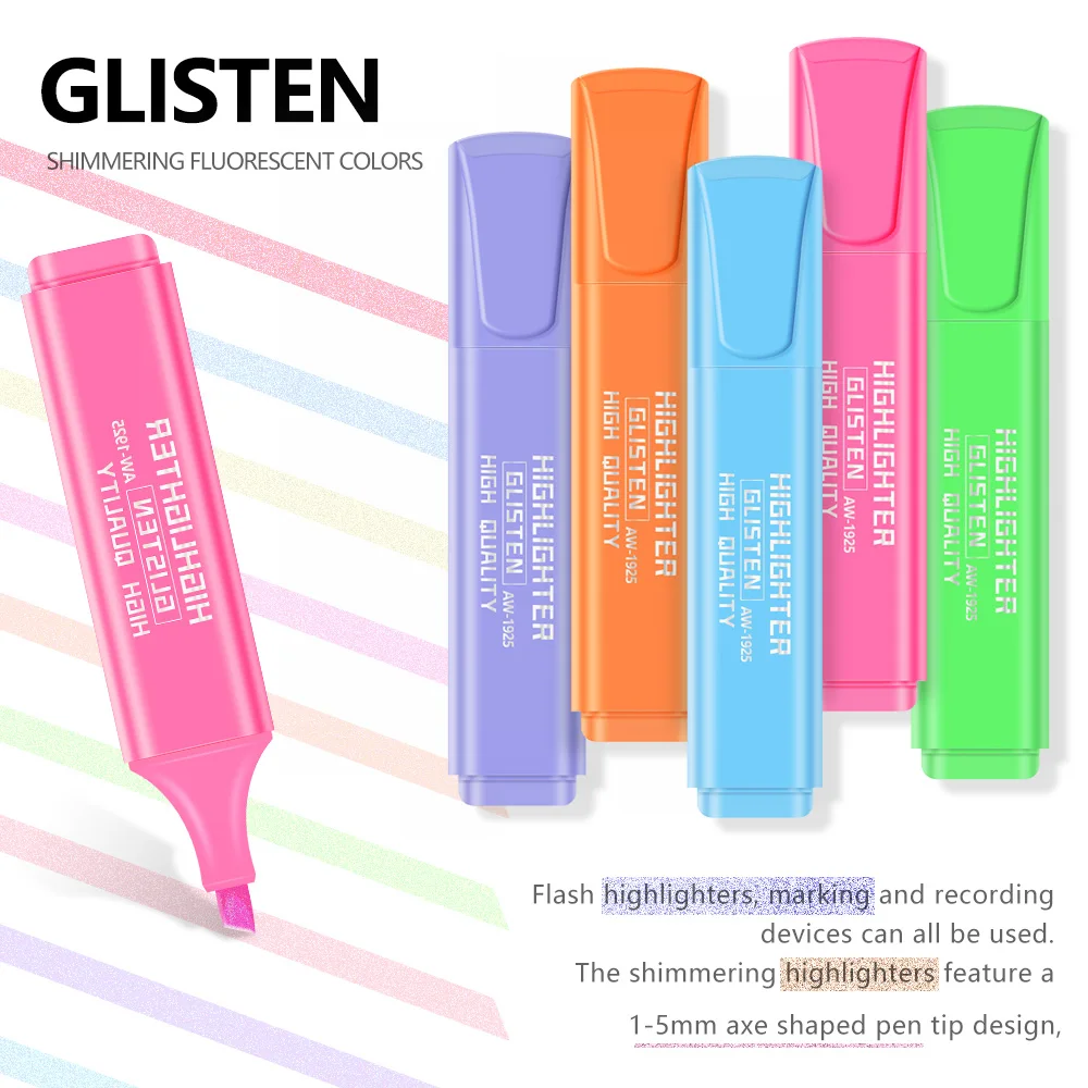 

8 Colors Glisten Highlighter Macaron Color Scheme Mini Comfortable Handing For Student Meetings Take Note Office School Supplies