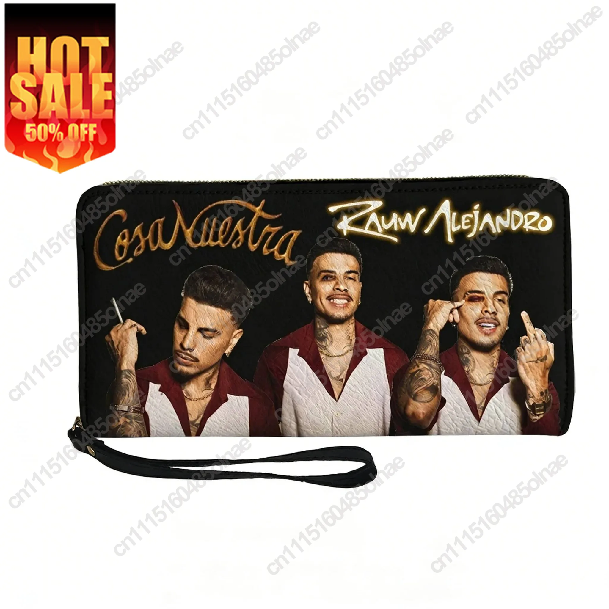 Singer Rauw Alejandro Cosa Nuestra Custom Purse Mens Womens Zipper Long Wallets Double Print Portable Wallet Gift Bag