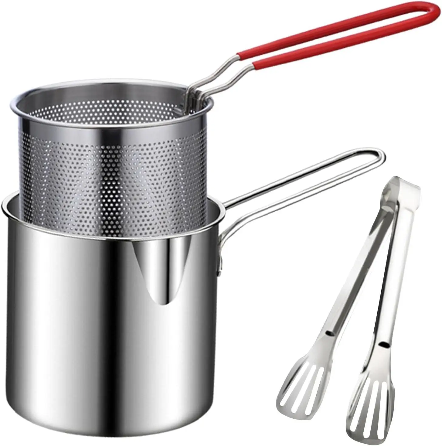 

Stainless Steel Frying Pot, Frying Pan With Strainer Basket And Handle, Spaghetti Pot With Strainer Insert For Frying Fish Shrim