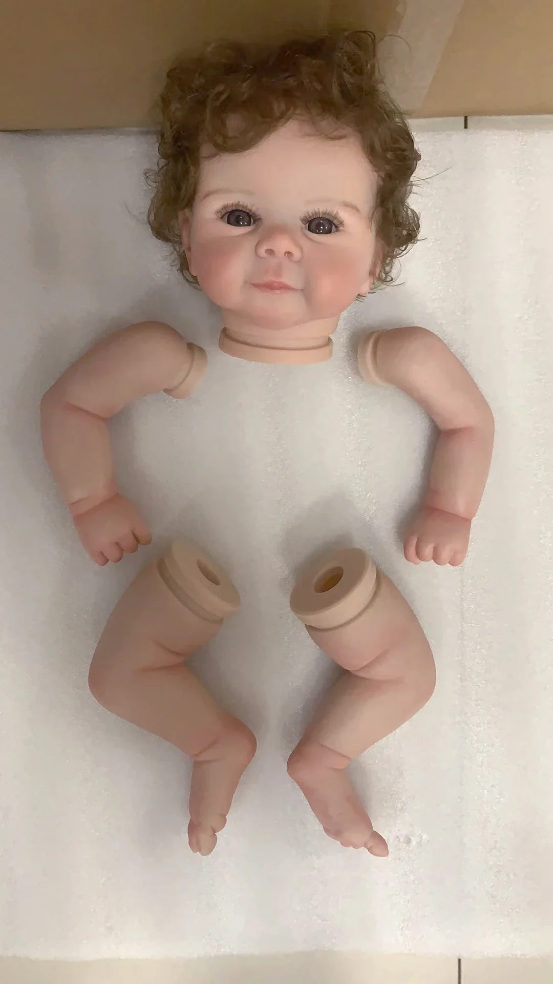 19Inch Reborn Doll Kits Juliette Lifelike Rooted Hair with Many Details Veins Unassembled Doll Parts with Cloth Body and Eyes