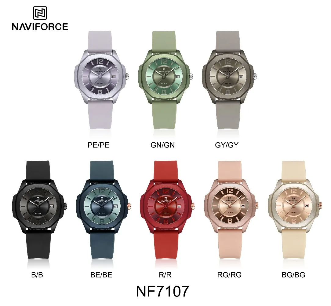 NAVIFORCE 7107 Quartz Women's Watch Waterproof Silicone Strap Watches for Women Relojes Para Damas Relogio Feminino ساعات نسائية