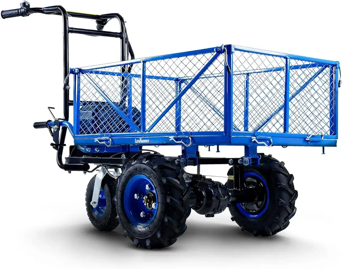 Landworks Utility Service Cart Wheelbarrow Power Wagon Super Duty Electric 48V DC Li-Ion Battery Powered 500LBS Load & 1000LBS