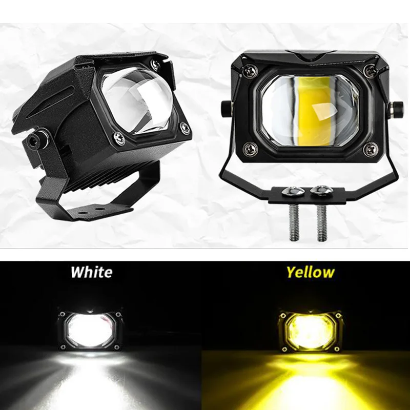 

2x Motorcycle LED Spotlight white yellow Hi/Low Beam Projector Lens headlight driving light Fog Lamps For BMW R1200GS/ADV/F800GS