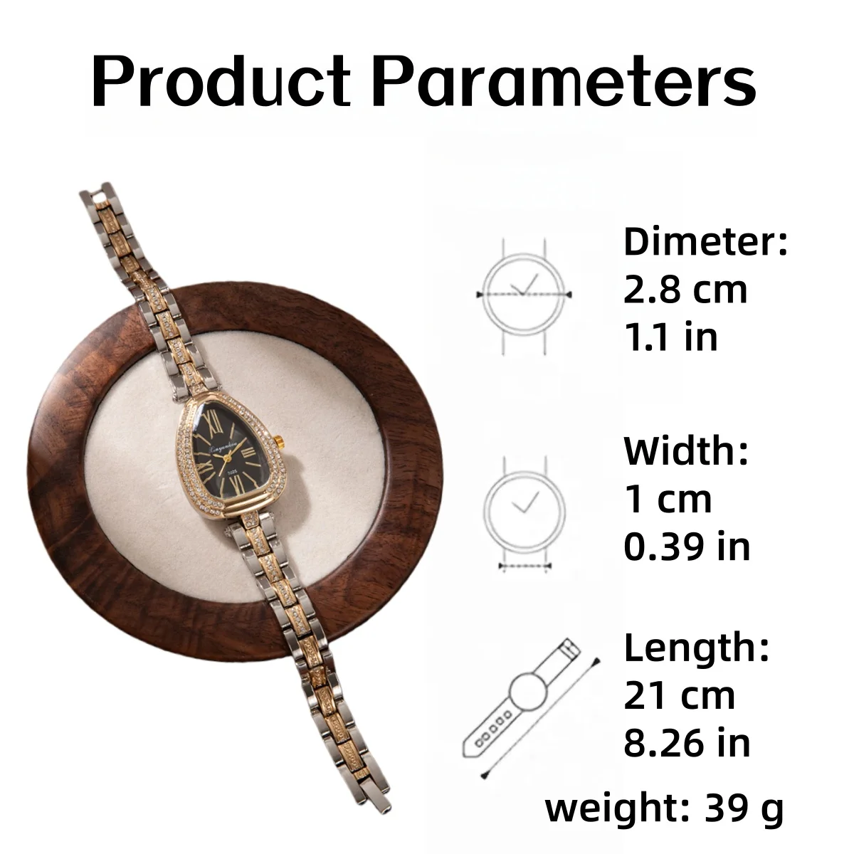 ساعة يد نسائية أنيقة - ساعة كوارتز ريترو على شكل دمعة كوارتز بمينا روماني بتصميم علامة تجارية فاخرة وإكسسوارات عطلة هدية #2