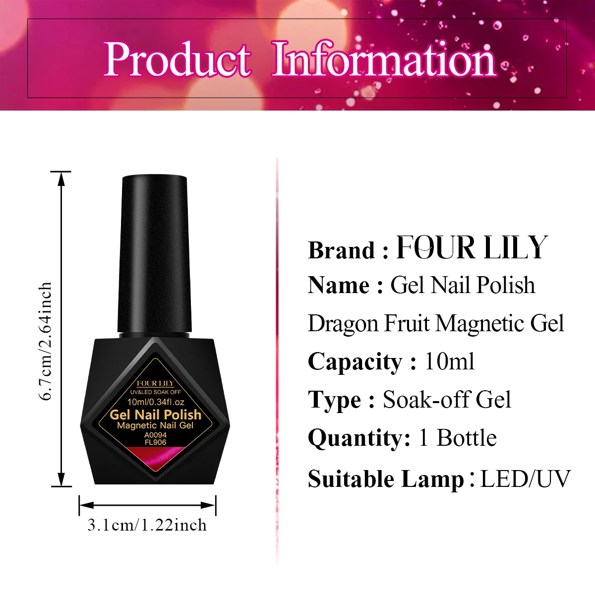 Esmalte de uñas de Gel magnético Dragon Fruit Cat, 10ml, Ultra brillante, rojo, magnético, semipermanente, barniz de Gel UV para remojar, suministros de uñas DIY