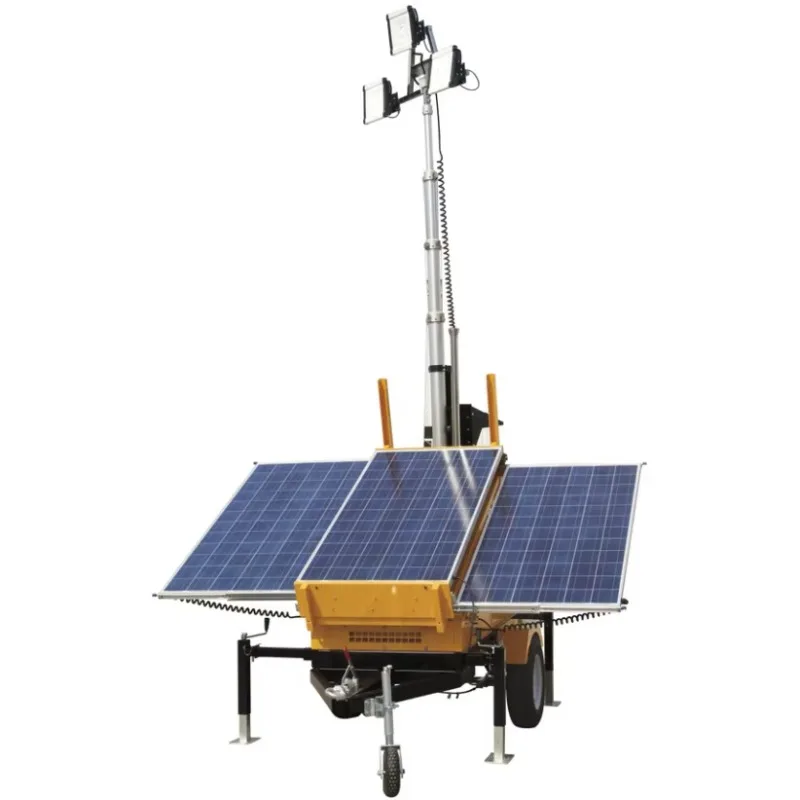 Mobile Lighting Tower Electric Height Adjust Mast 6.1m Compact Pole Portable Wheel Frame For Temporary Lighting