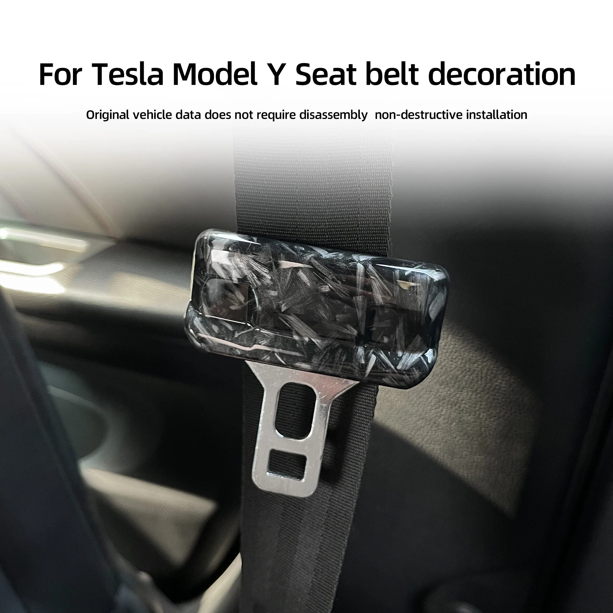 

Seat belt buckle decoration For Tesla Model Y Imitation carbon fiber pattern ABS material Interior modification