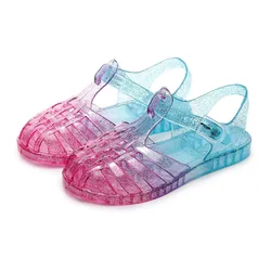 New Children Sandals Girl Cave Shoes Roman Sandals Jelly Baby Roman Beach Shoes Kids Simple Hit The Colour Fisherman's Slippers