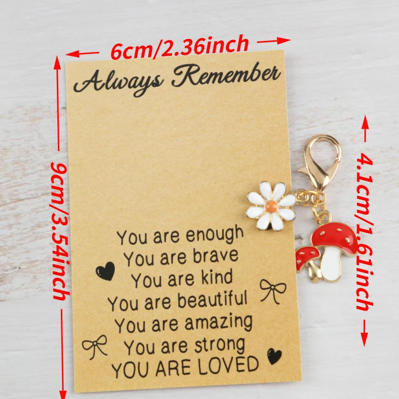 10/15pcs 2dInteresting Mushroom Series Keychain Set Blessed Land Inspirational Card Universal holiday gifts The perfect gift for