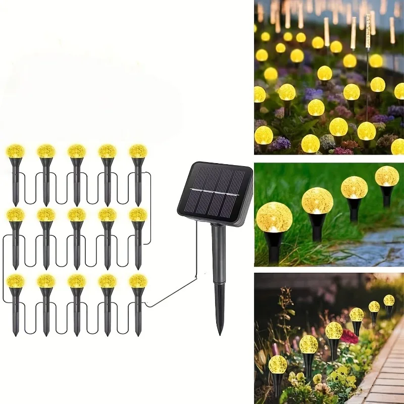 

Christmas Outdoor Solar LED Bubble Ball Pathway Lights Waterproof Garden Lawn String Lighting for Patios Trail Decoration