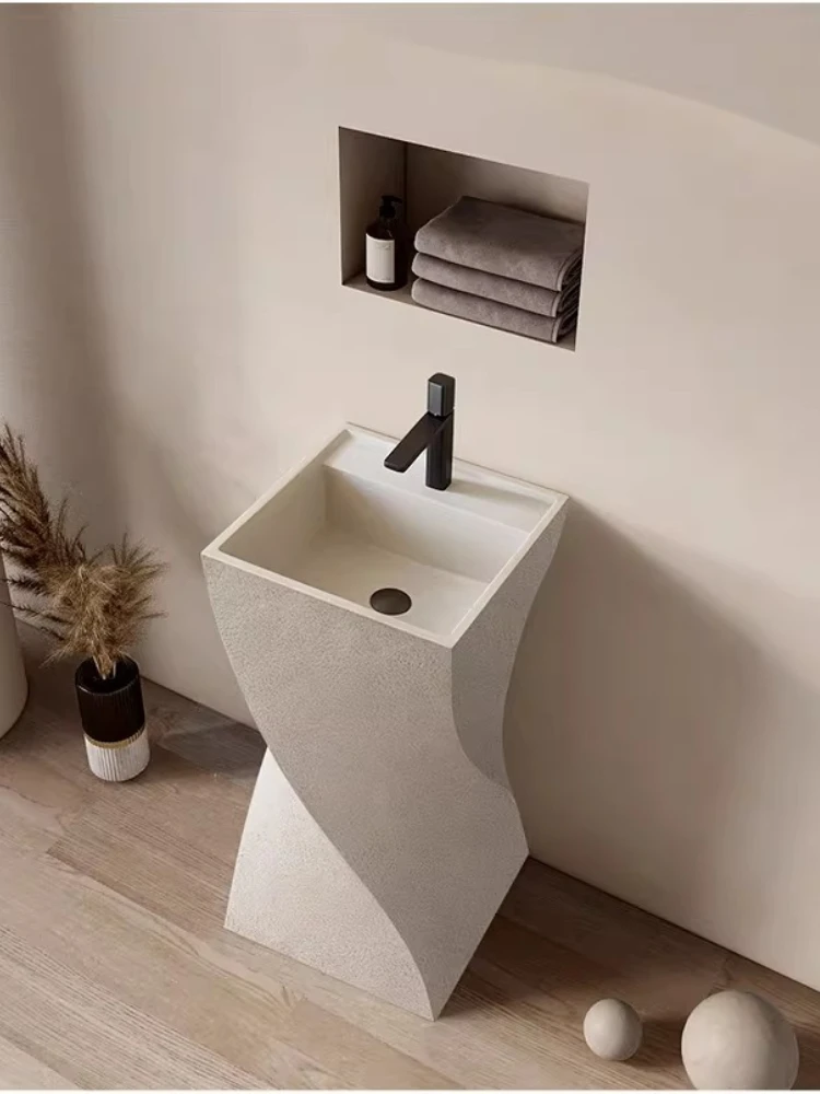 

Wabi Sand Cream Wind Column Basin Floor-to-ceiling integrated art wash basin Personalized creative face sink