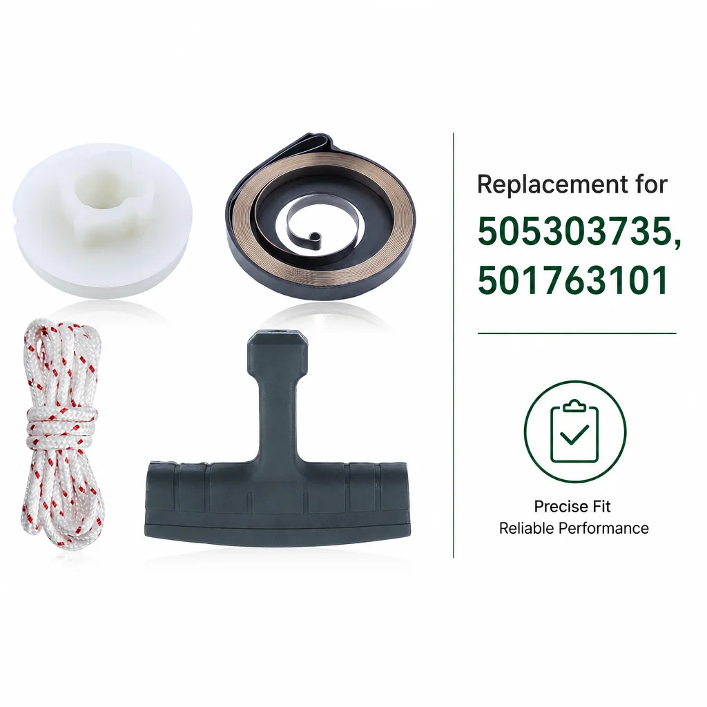 Pull Starter Recoil Spring Rope Handle Grip Kit For Husqvarna 50 51 55 Chainsaw Parts Replacement Tune Up, 505303735 501763101