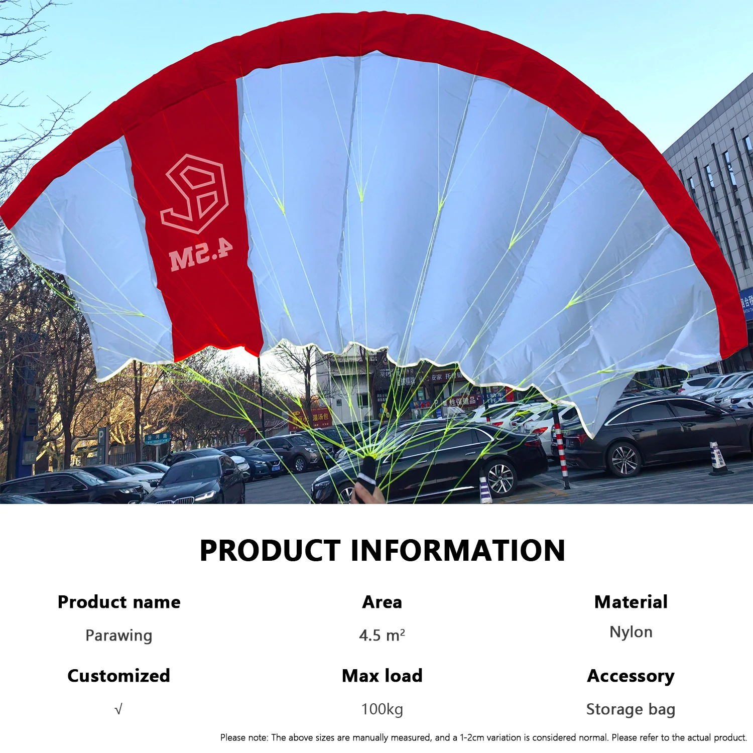In Stock 4.5m²  Parawing Kitesurfing Surfing Skateboard Teaching Kite Wind Foil Paraglider Downwind Surfboard Efoil Wingfoil