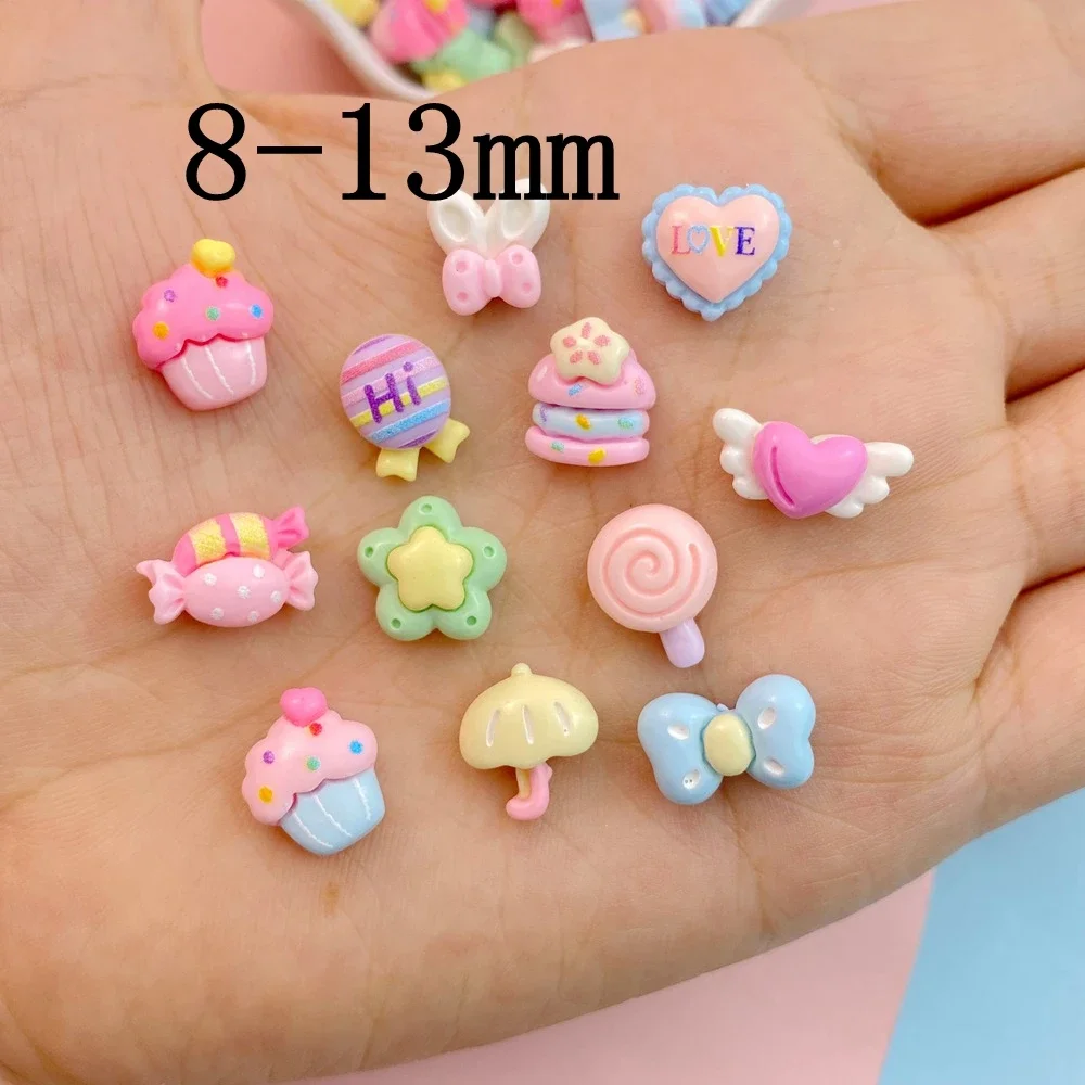 30 Pcs Cute Mini Cartoon color Candy Cake, Bunny Ears  3D Cabochon DIY Jewelry Ornament Manicure Making Decorate Accessories