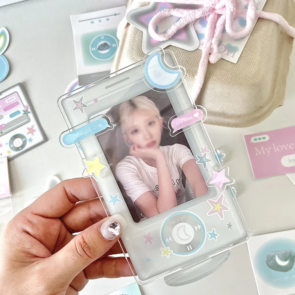 3-inch Card Sleeve Photocard Holder Stationery Photo Frame Card Protective Case Ornament Acrylic Korean Style Desktop Decor
