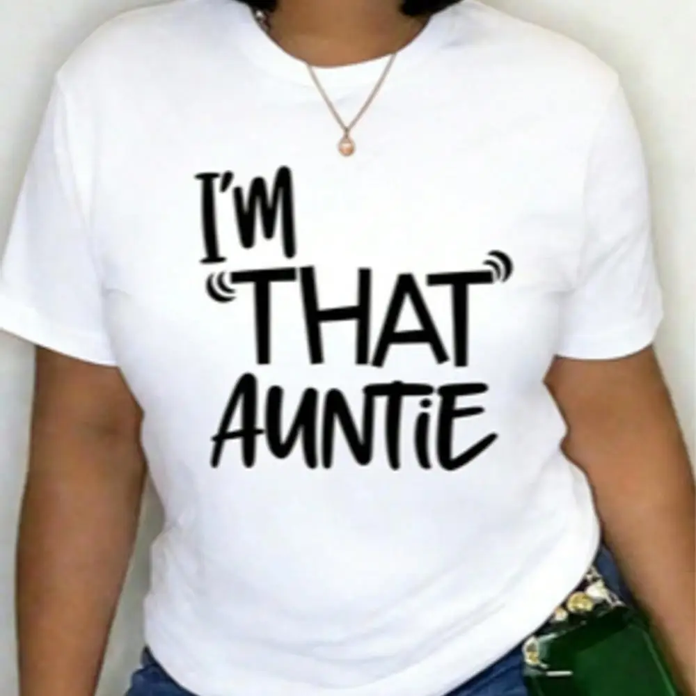 % Cotton I That Auntie Funny Best Aunt Tee-Shirt Women s Summer Plus Size Classic Soft Crew Neck Tee Tops% Comfortable CottonLoose And Comfortable