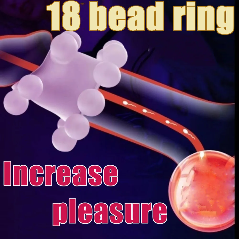 Transparent 18 Bead Penis Ring Delay Ejaculation Scrotum Lock Ring G-point Clitoral Stimulate Cock Ring Adults Product for Men