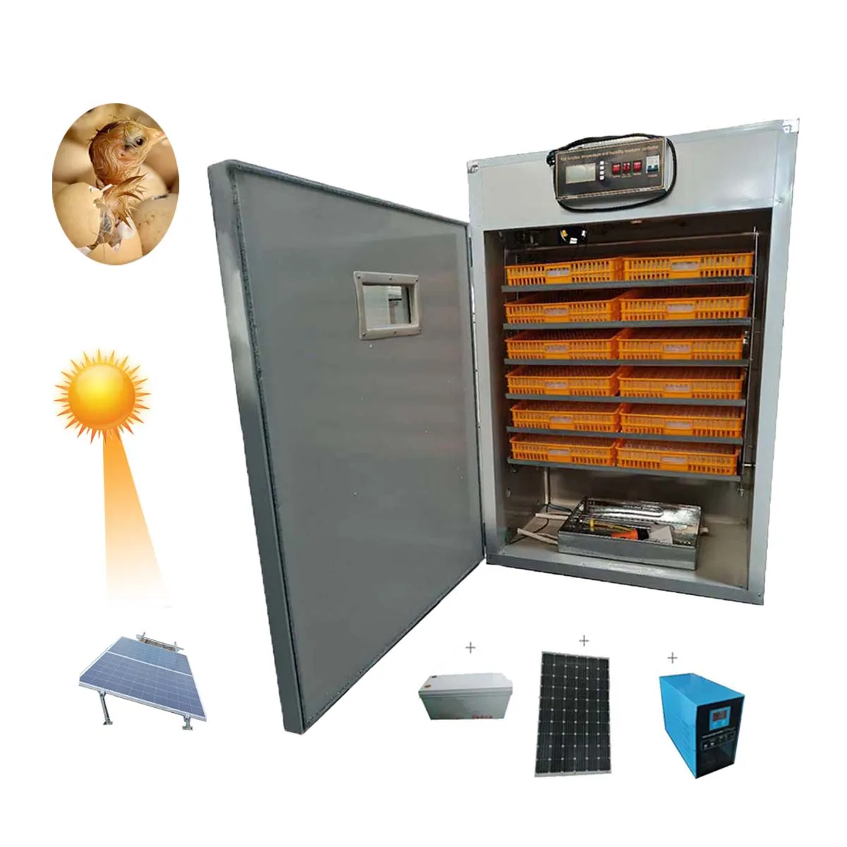 Hatching Machine + Full Set Solar System1000  Chicken Eggs Solar Incubator