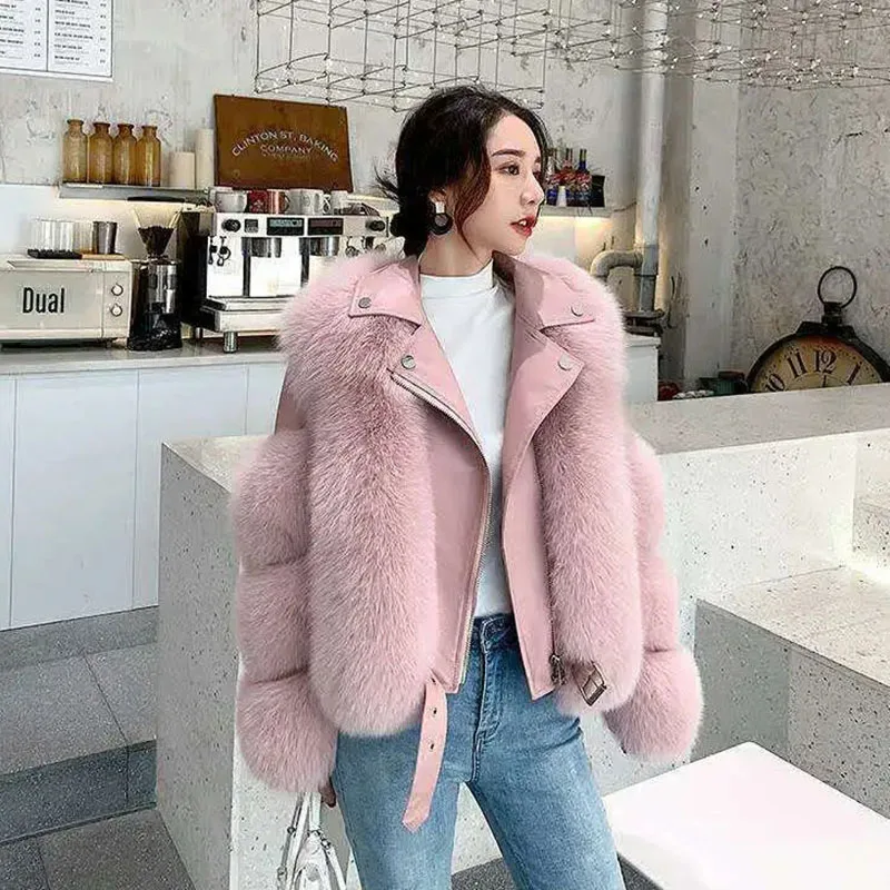 2023 New Full Leather High Imitation Fox Fur Temperament Casual Coat Female Fashion Loose Machine Slim Online Celebrity Fur Coat