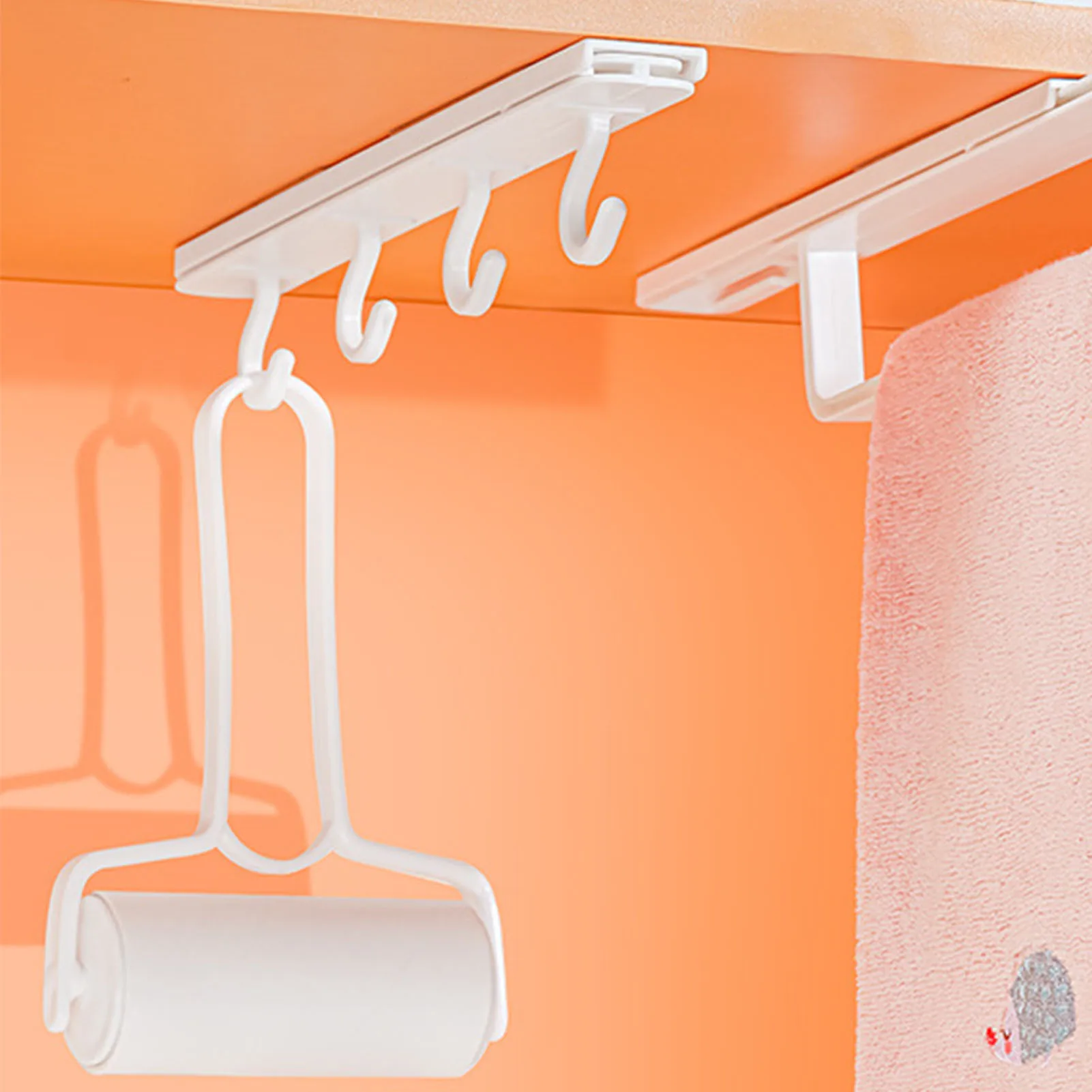 Retractable Sliding Hooks Punch Free Wall Mounted Stick Hooks Kitchen Pull Out Hooks