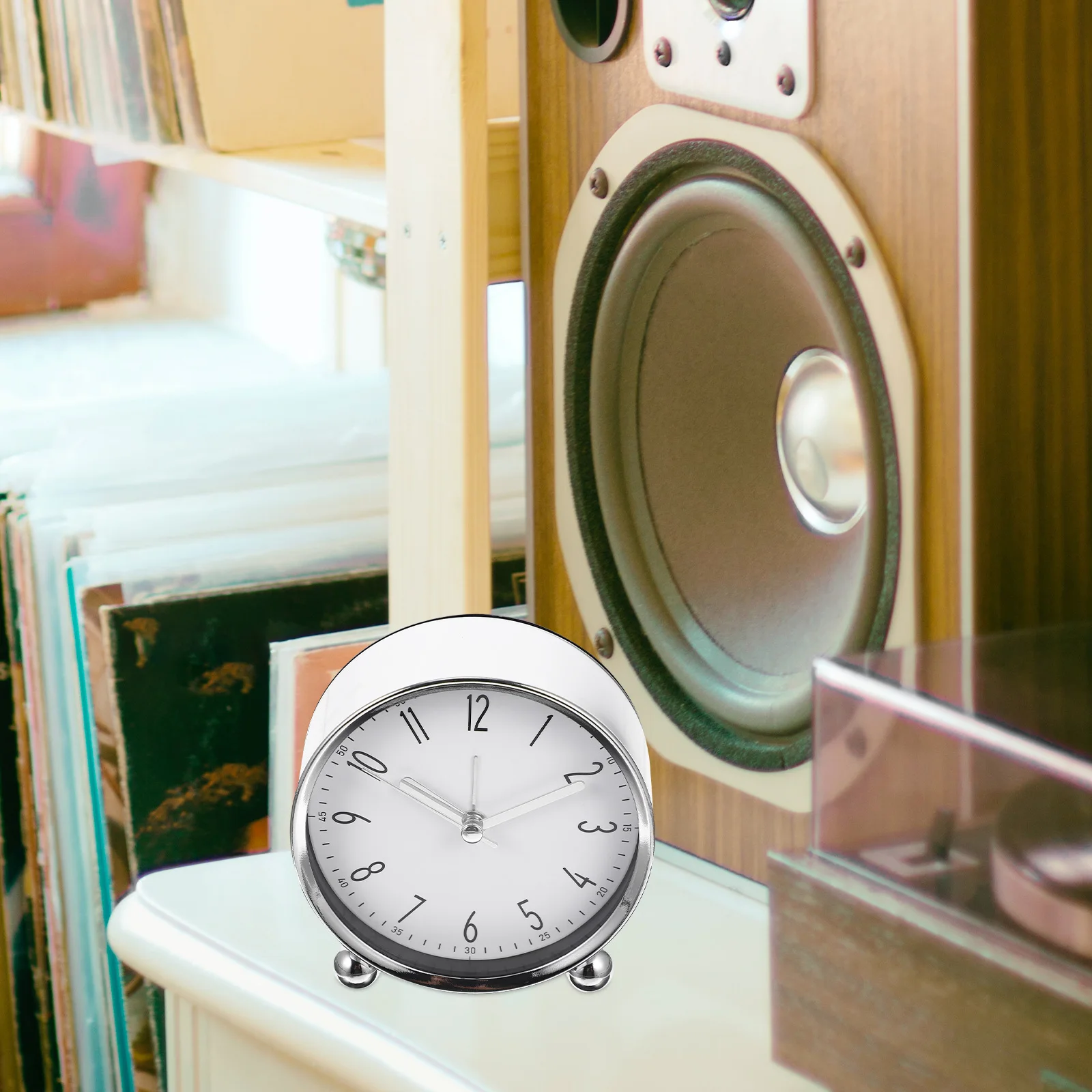 

Round Metal Digital Alarm Clock Silent Movement Bedroom Table Desk Kitchen Travel Home Decor Operated Clocks for Adults