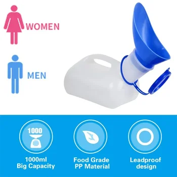 Orinal para niños de 1000 ml tanto para hombres como para mujeres, adecuado para acampar al aire libre Orinal de plástico Inodoro acolchado portátil, reutilizable