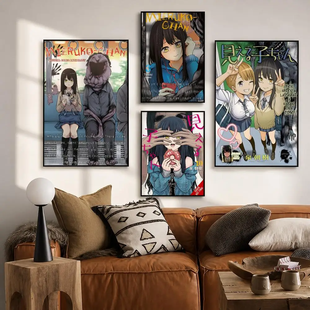 Japanese Cartoon Mieruko-chan Poster HD poster wall art self-stick no-residue for home cafe office great gift