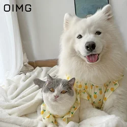 OIMG Pineapple Print Big Dog Dress Spring Autumn Thin Medium Large Dogs Clothing Samoyed Border Collie Labrador Hat Skirt Set