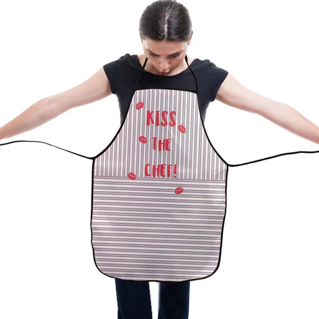 'Kiss the Chef' Kitchen Women Apron Household Cleaning  Composite Pinafore Salon Home Cooking Baking