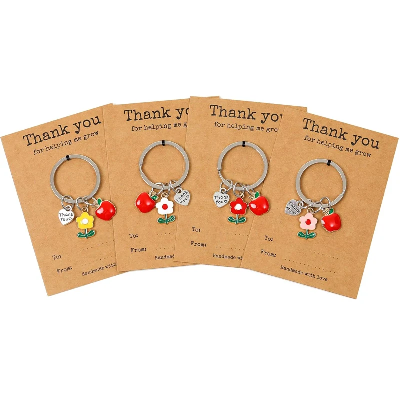 شكرًا لك على مساعدتي مجموعة سلسلة مفاتيح مكونة من 1/2/4 قطعة سلسلة مفاتيح تقدير المعلم هدايا عيد المعلم هدية الكريسماس