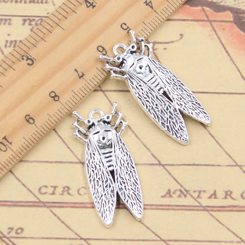 

10pcs Charms Summer Cicada 37x17mm Tibetan Silver Color Pendants Antique Jewelry Making DIY Handmade Craft