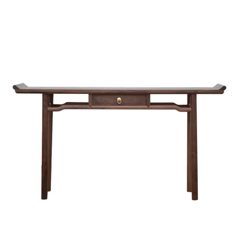

Black walnut upturned strip case ancient middle hall table new Chinese light luxury simple all solid wood Zen furniture