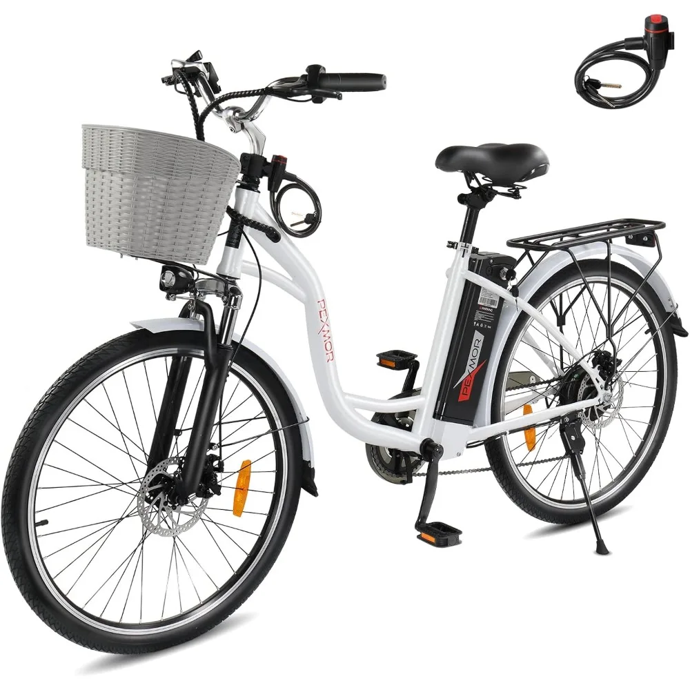 

Electric Bike for Adults, 350W City Commuter Ebike w/36V 12.5AH Removable Battery, 26" Cruiser Electric Bicycle 6-Speed