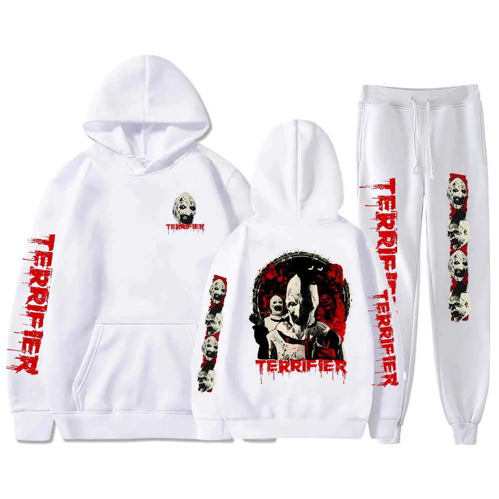 Terrifier Movie Halloween Hoodie Jogger Pants Two Piece Set Sweatshirts+Sweatpants 2023 Thriller Funny Clothes Men Women's Set