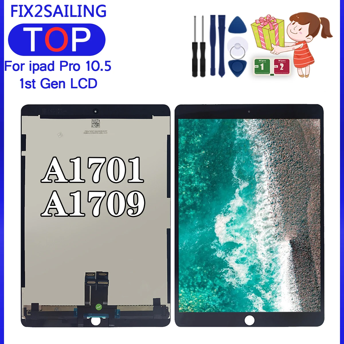 AAA+ Quality LCD For iPad Pro 10.5 A1701 A1709 LCD Display Touch Screen Digitizer Assembly Replacement 100% Tested