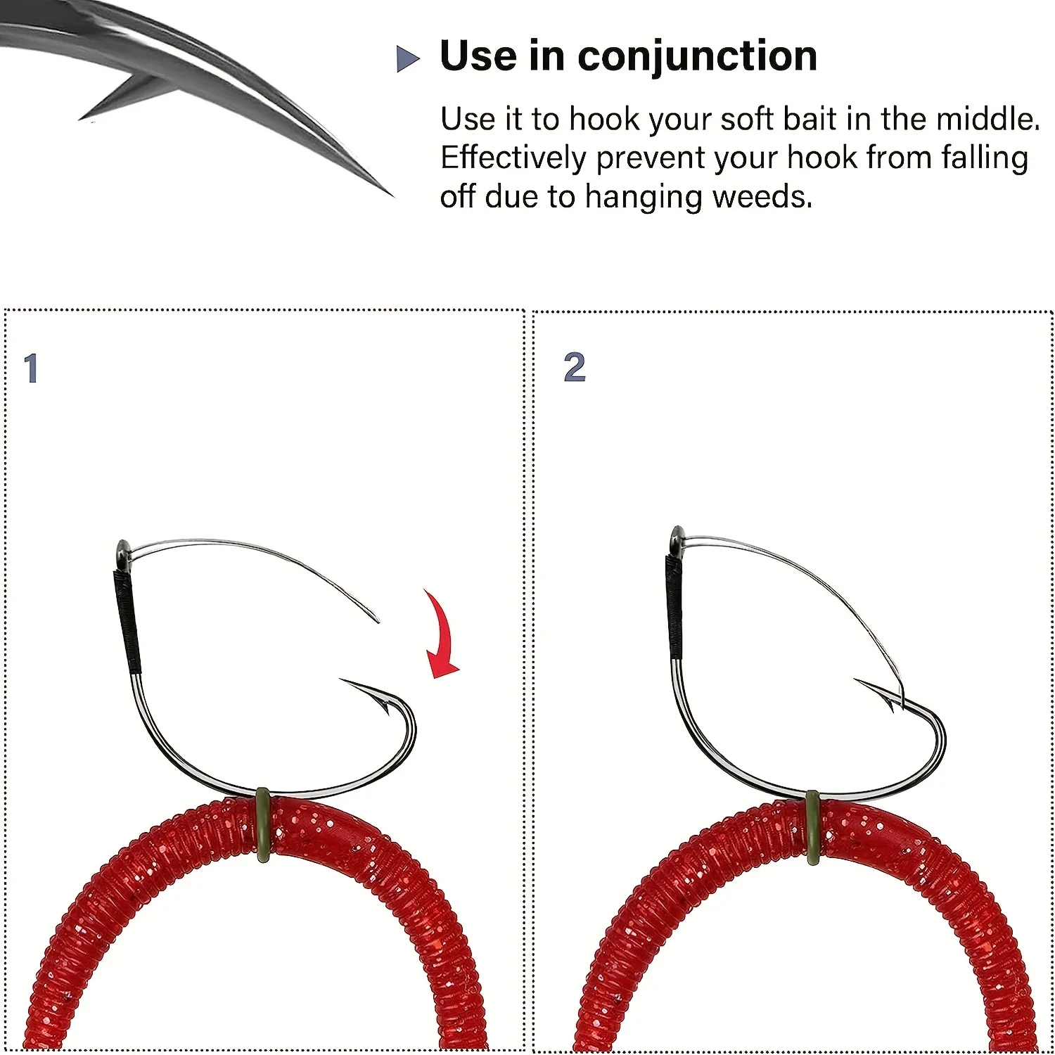 YOTO 20PCS Weedless Hooks,Wide Gap Wacky Worm Hook,Wacky Weedless Style Rig Hook