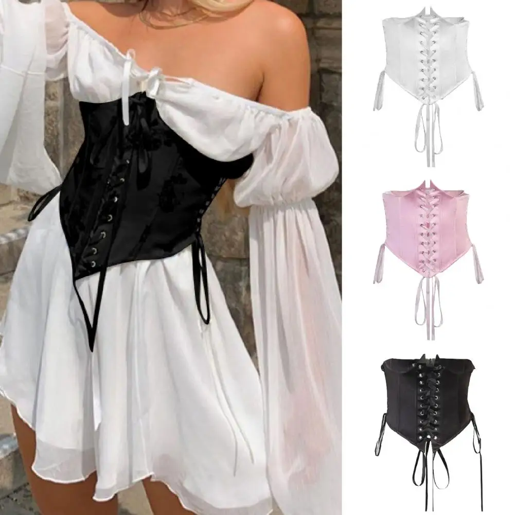 Women Corset Solid Color Push Up Waist Cincher Adjustable Body Shaper Belt Female Irregular Stylish Vintage Patchwork Bustier