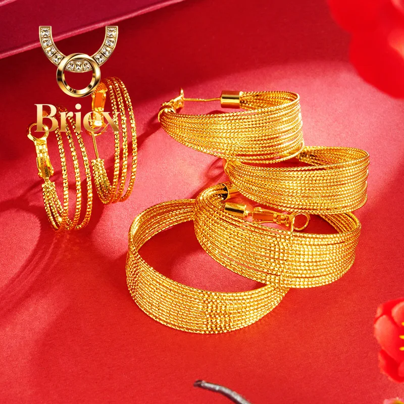 

Briex Jewelry Luxury 24K 9999 Pure Gold real gold Multi-layer earrings wrapped fashion women's ear ring
