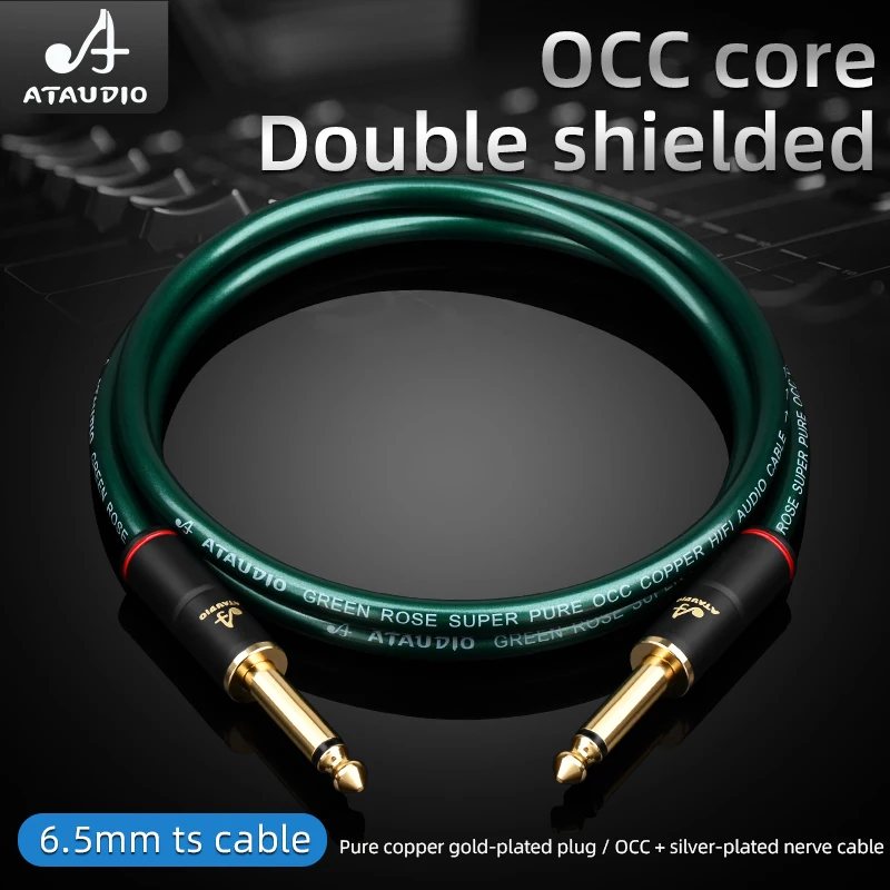 HiFi 6.5mm TS Cable Double Shielded 6N OCC Silver Plated Nerve Wire 6.5mm to 6.5mm Male to Male for Amplifier Mixer