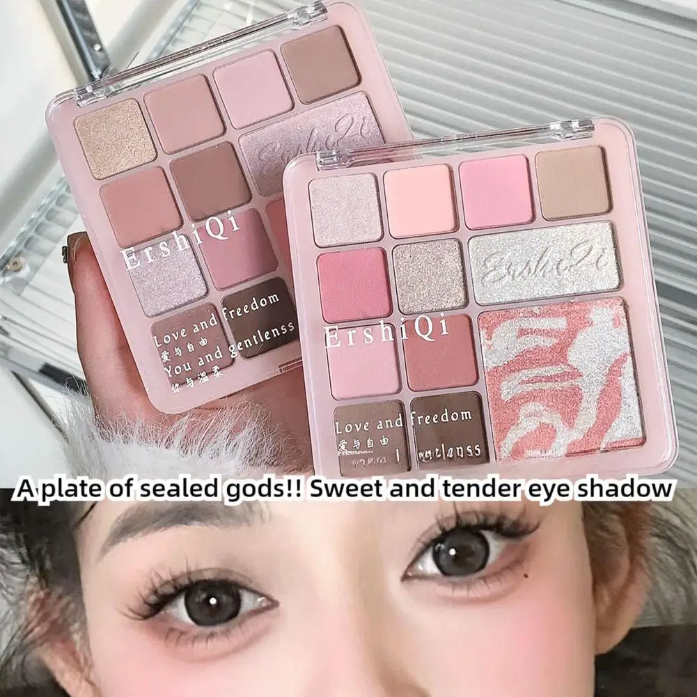 12-Farben-Lidschattenplatte Ice Mist Lila Hellrosa Rosa mit niedriger Sättigung Rosa Augen-Make-up-Make-up