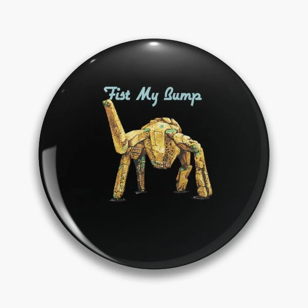 Fist my Bump, Funny Movie Rocky Alien Graphic Pin Holographic Star Heart Pin Brooches Laminated Button Fashion Accessory